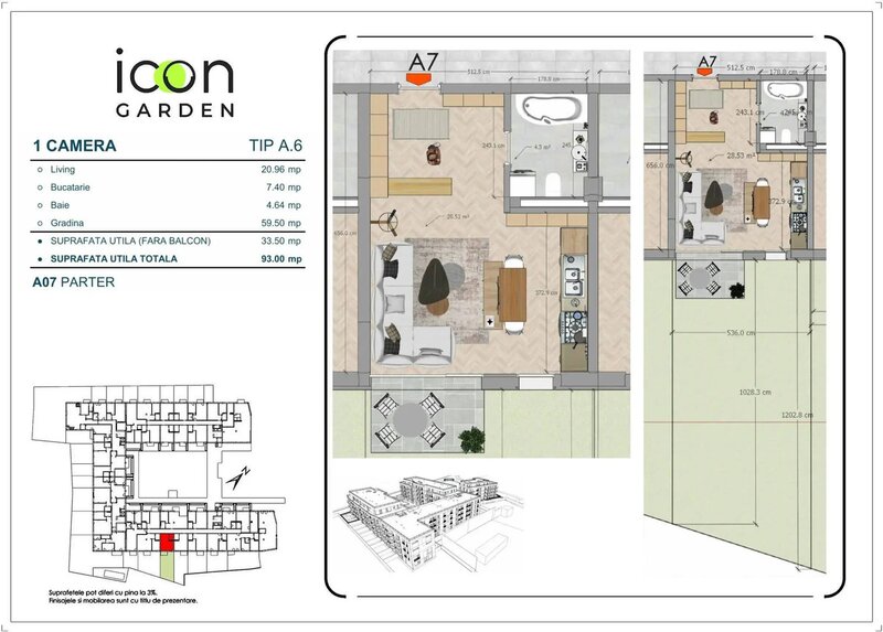 Icon Garden, garsoniera cu gradina, ansamblu nou, finalizat,